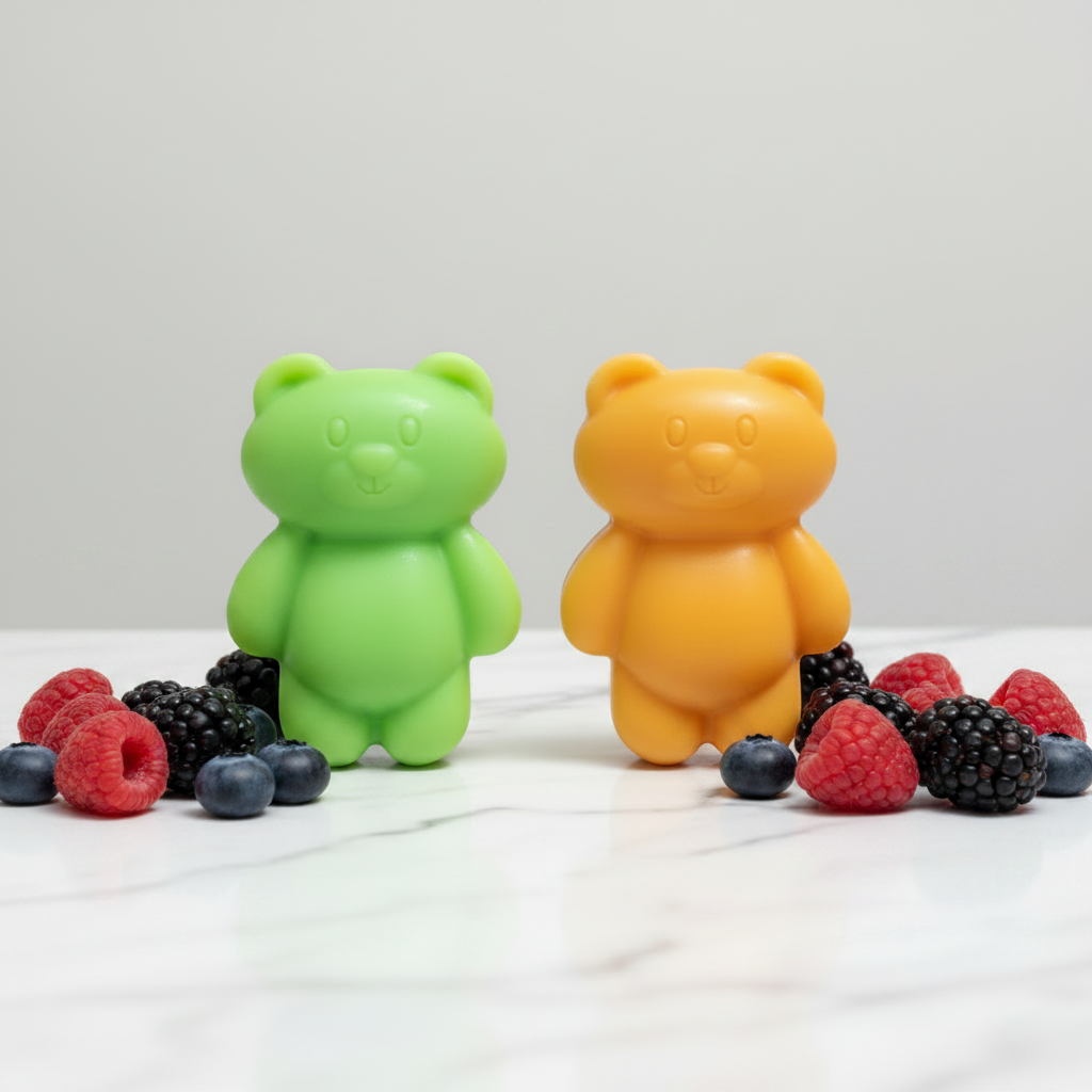 Green and Orange Bears with Berries